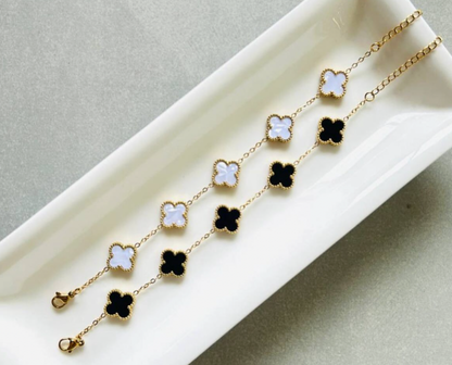 Pulseras Trébol en Plata 925 chapado Oro 18k + Caja de Regalo