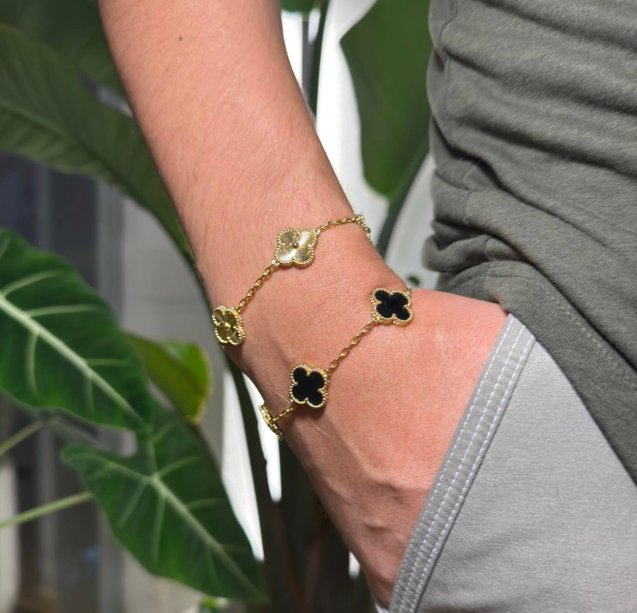 Pulseras Trébol en Plata 925 chapado Oro 18k + Caja de Regalo