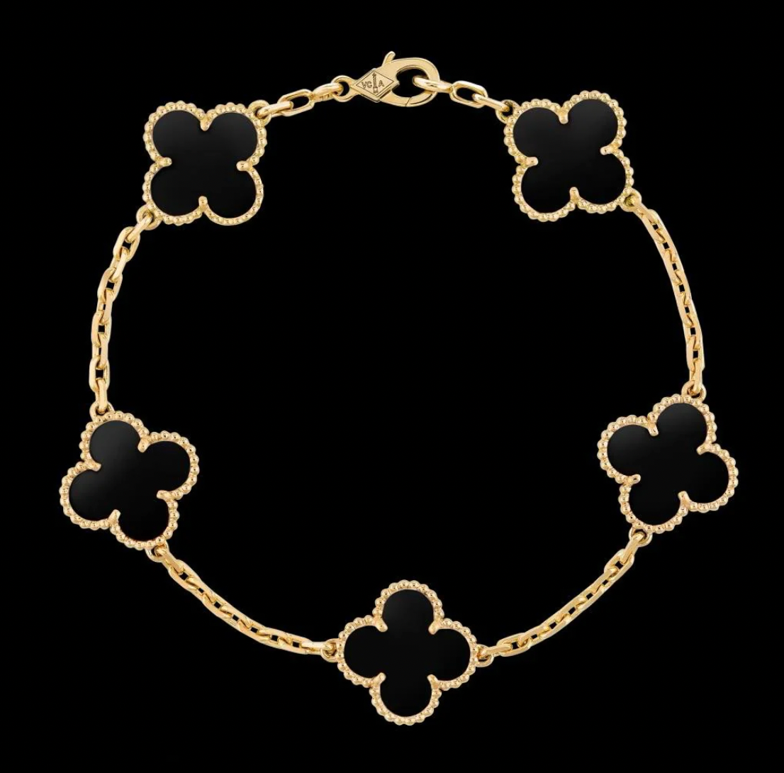 Pulseras Trébol en Plata 925 chapado Oro 18k + Caja de Regalo