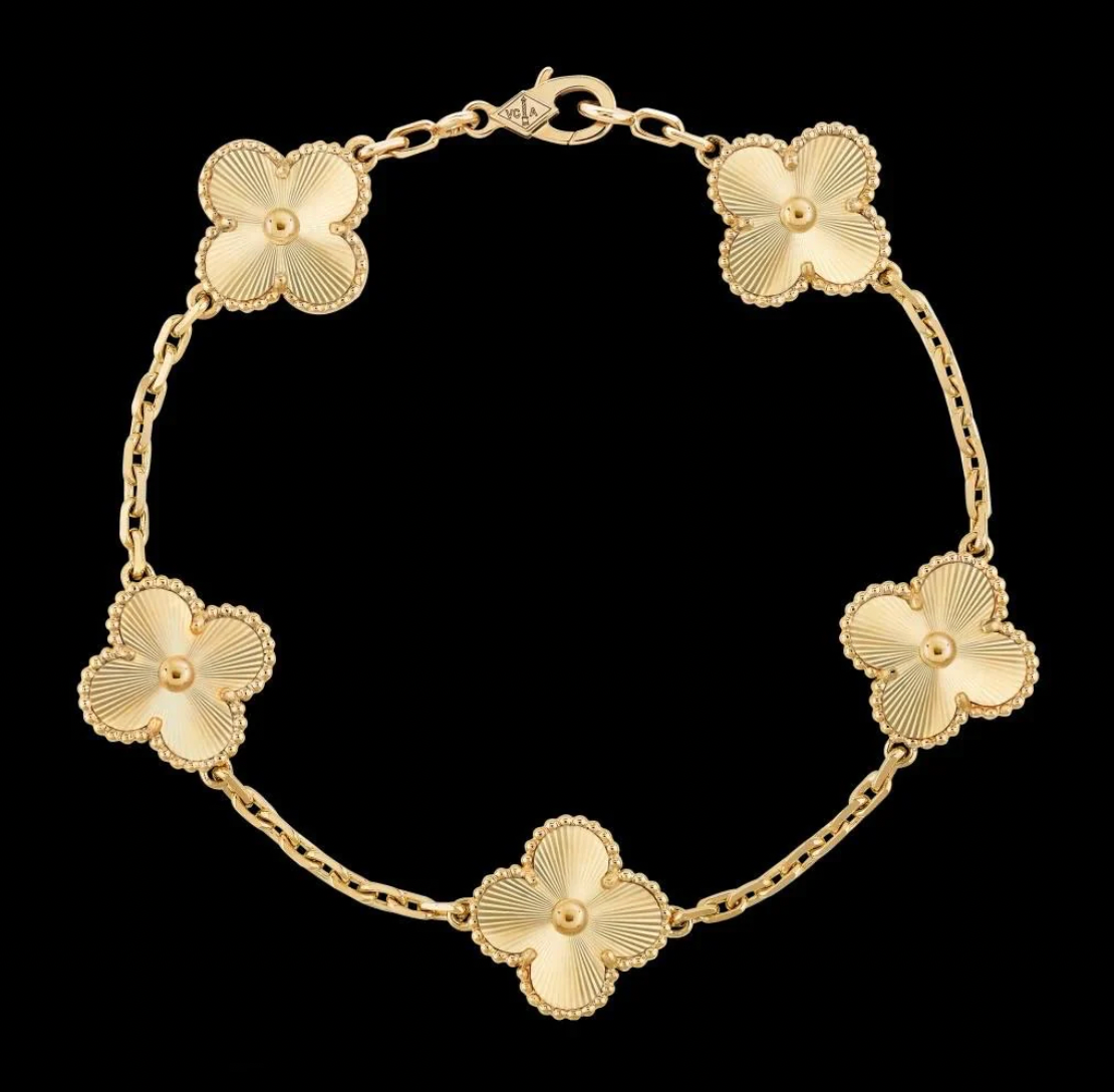 Pulseras Trébol en Plata 925 chapado Oro 18k + Caja de Regalo