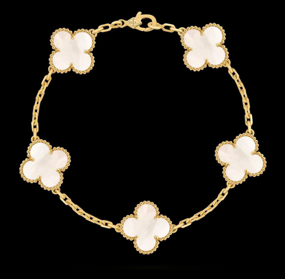 Pulseras Trébol en Plata 925 chapado Oro 18k + Caja de Regalo