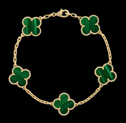 Pulseras Trébol en Plata 925 chapado Oro 18k + Caja de Regalo